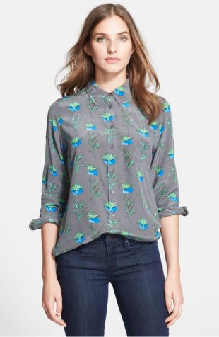 'Brett' Print Silk Blouse