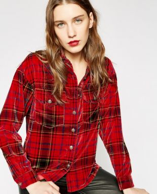 Chemise velours tartan