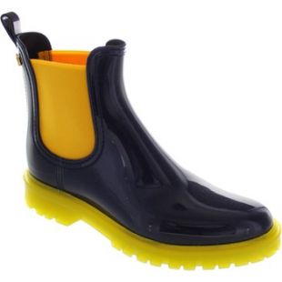 boots de pluie marine et jaune