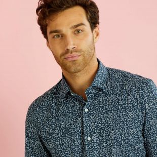 Chemise marine fleurs