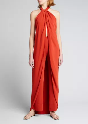 The Heart Of The Andes Draped Halter-Neck Jumpsuit