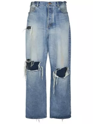 Destroyed Super Large Cotton Baggy Jeans
