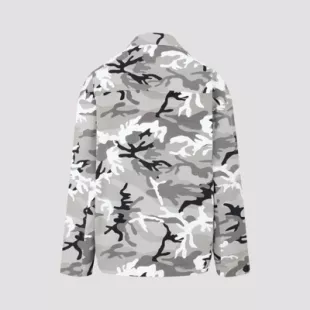 Camouflage-print Cargo Shirt Jacket In Grey