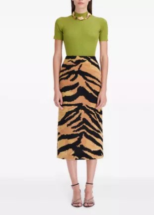 Tiger Chenille Jacquard Pencil Skirt