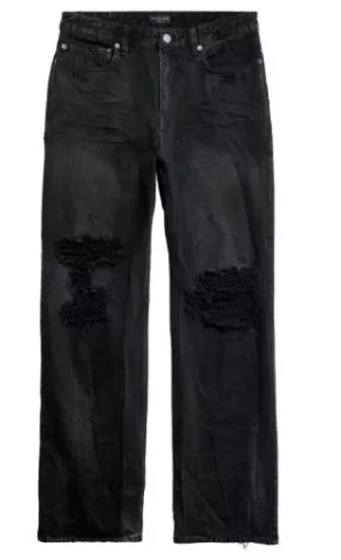 Ripped Straight-Leg Jeans