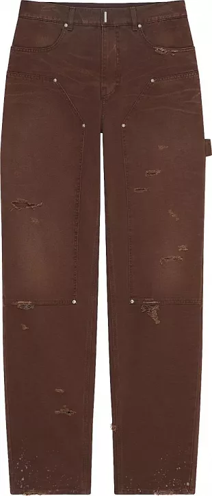 Dark Brown Destroyed Carpenter Pants