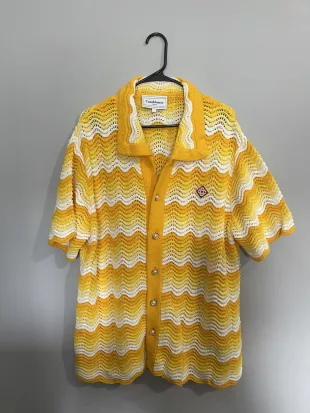 Wavy Gradient Open Knit Shirt