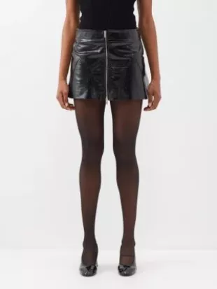 Keene Crinkled Patent-Leather Mini Skirt