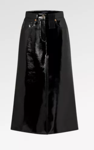 Crinkled Vinyl Midi Skirt