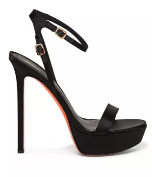 Women’s Black Satin High-Heel Sandal