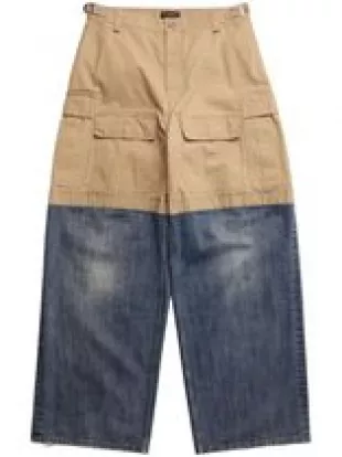 2023-24FW Denim Blended Fabrics Street Style Plain Cotton Wide Leg