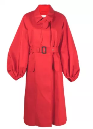Cecilie Bahnsen Mackintosh Helen Puff-Sleeve Cotton Coat