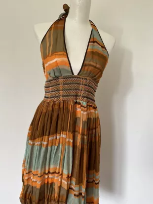 Multicoloured Halter Neck Dress
