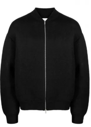 Jil Sander - Black Alpaca Rounded Bomber Jacket