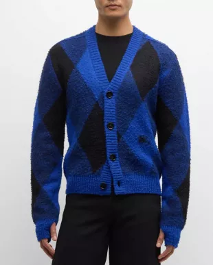 Burberry - Men's Argyle Wool Cardigan Sweater