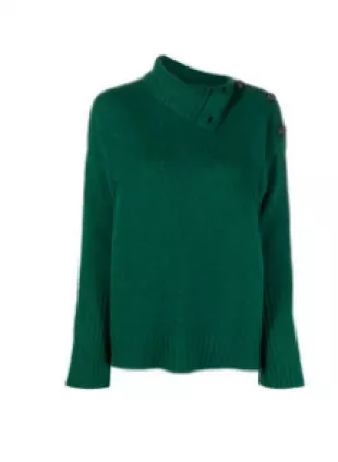 Alma Button Shoulder Cashmere Turtleneck Jumper In Buisson