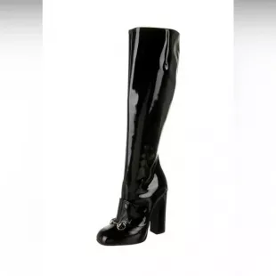 Patent Leather Horsebit Knee Boot