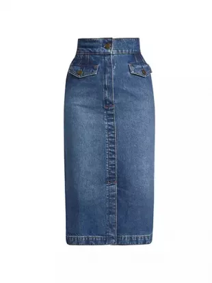 Frame - The Vent-Front Denim Midi-Skirt