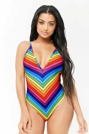 Forever 21 rainbow swimsuit online