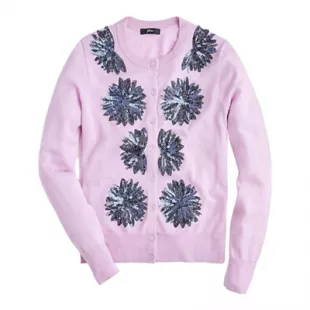 Sequin floral embroidered cotton jackie cardigan sweater sale