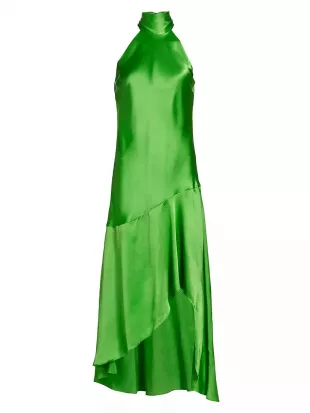 Silk Halter-Neck High-Low Dress