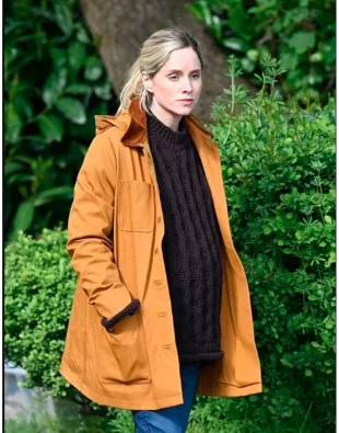 After The Flood 2024 Sophie Rundle Brown Hooded Jacket