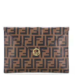 Envelope Flat Pouch Zucca Embossed Leather Large