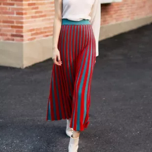 Water Every Sunday - Luena Color Contrast Pleated Knit Skirt