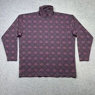 Vintage Geo Print Mock Neck Top in Purple