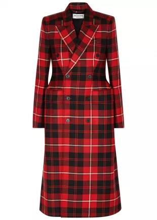 Hourglass Checked Double-Breasted Wool Coat