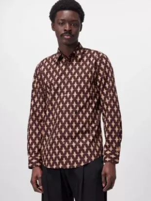 Curles Geometric-print Cotton-poplin Shirt