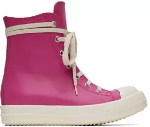 Rick Owens - Pink Leather High Sneakers