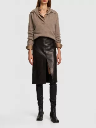 The Fraser Skirt in Black Leather