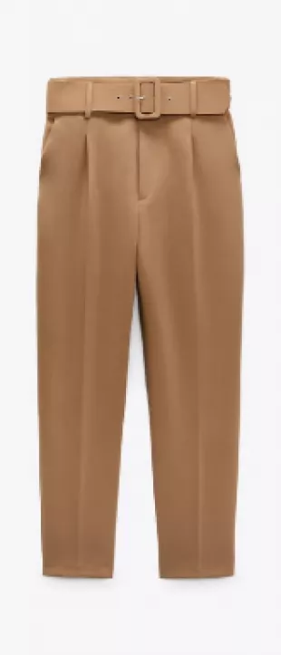 Zara high waisted belted pants trousers bloggers f | Belted pants, Pant  trousers, Pants