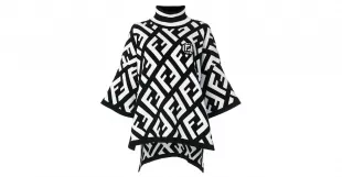 Ooversize Sweater Poncho FF Logo Black White