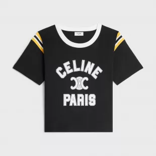 Celine Paris - T-Shirt in Cotton Jersey Black/Yellow/White