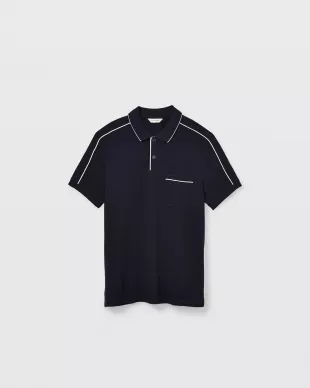 Piped Shoulder Polo navy