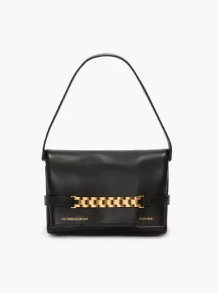 Mini Chain Pouch in Black Leather