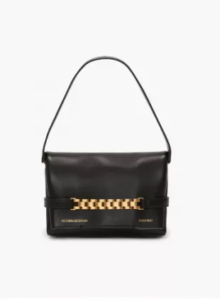 Mini Chain Pouch in Black Leather