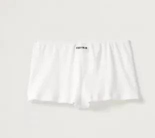 Miu Miu Logo Boxer Shorts In Silk in White