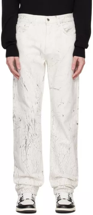 Amiri - White Mud Cracked Jeans