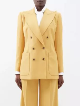 Bianca Double-breasted Wool-twill Suit Jacket