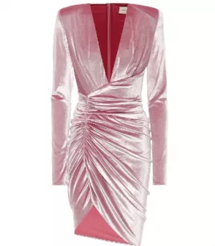 Women's Deep V-neck Draped Velvet Cocktail Dress In Quartz