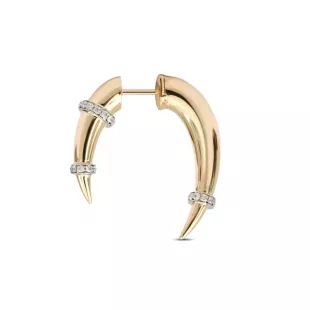 Earring Horn Gold Hoop Diamonds