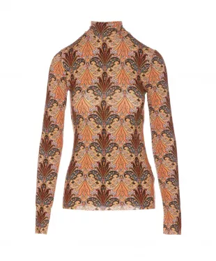 Paisley Printed Polo Neck Jumper