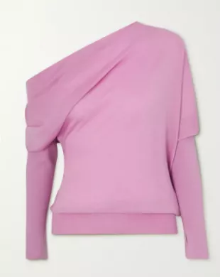 One-Shoulder Cashmere and Silk-Blend Sweater