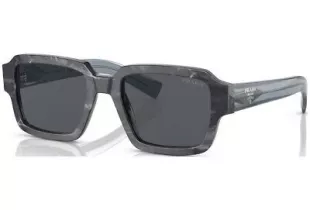 PR 02ZS 13F07T Sunglasses Mens Square Full Rim Grey Transparent Designer
