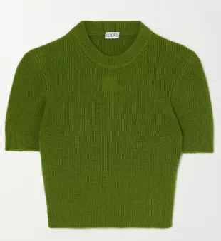 Anagram Embroidered Ribbed Sweater