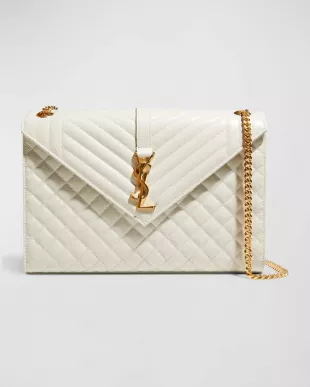 Envelope Triquilt Large YSL Shoulder Bag In Grained Leather