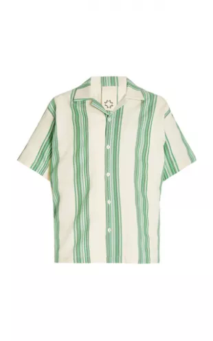 Exclusive Oversized Striped Cotton Camp Collar Shirt